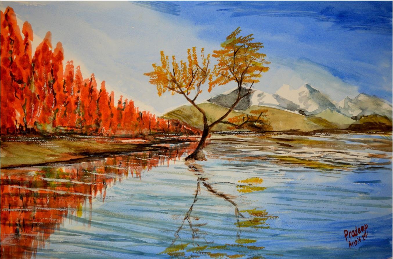 Beautiful Scene — original painting by Pradeep Gautam, The Nepal Series