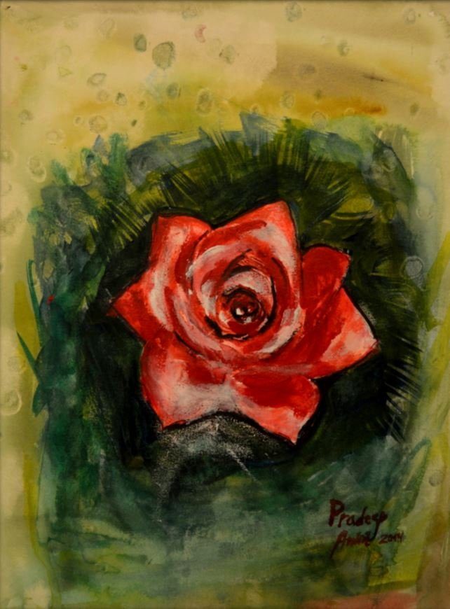 Flower Rose — original painting by Pradeep Gautam, Abstract & Still Life