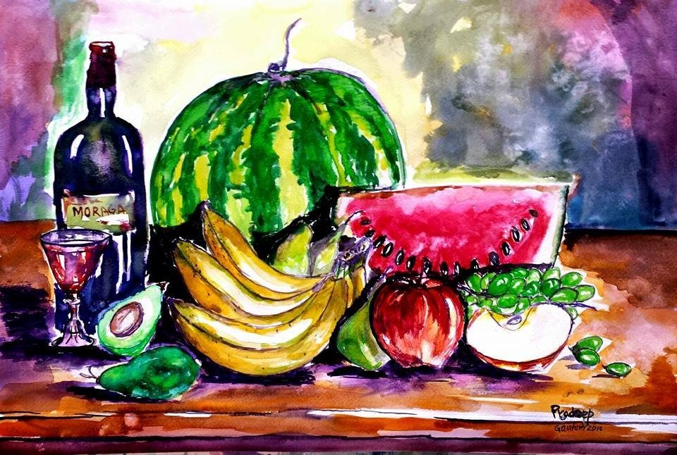 Fruits Painting — original painting by Pradeep Gautam, Abstract & Still Life