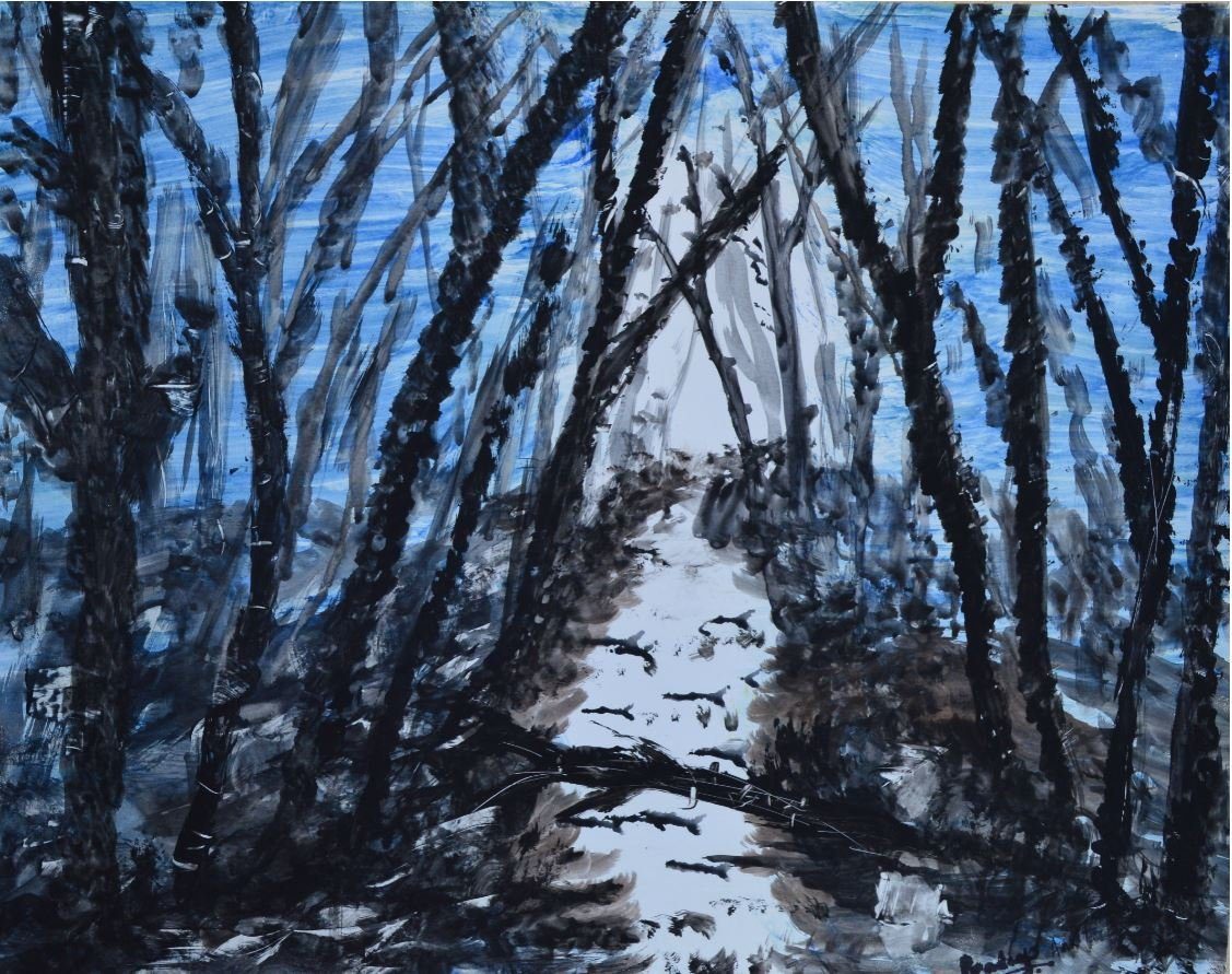 Inside the Forest — original painting by Pradeep Gautam, Landscapes