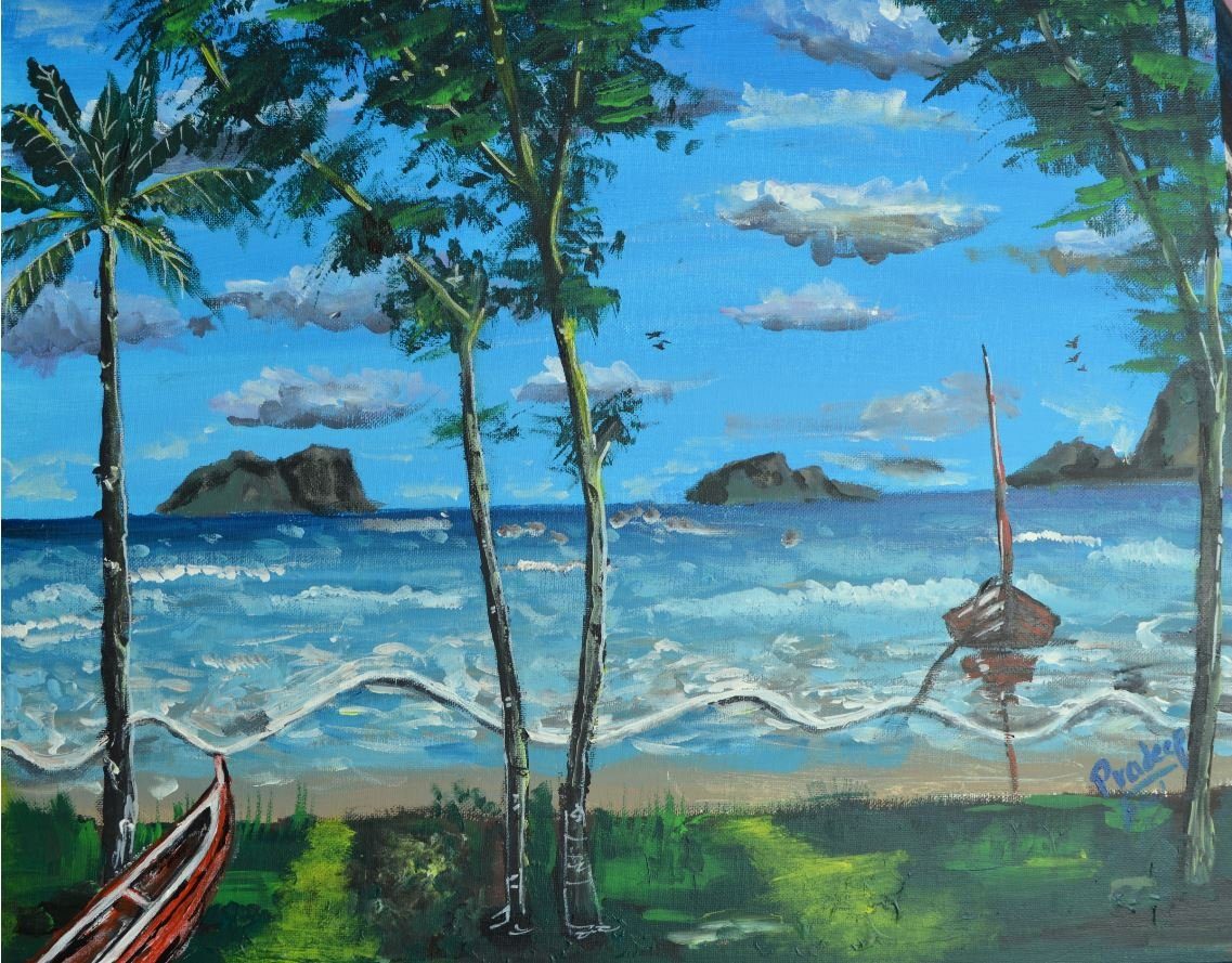 Left on the Shore of the Sea — original painting by Pradeep Gautam, Landscapes