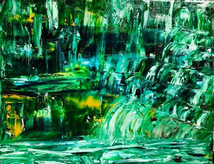 Man, I Lay Beside This Fountain's Brink — original painting by Pradeep Gautam, Landscapes