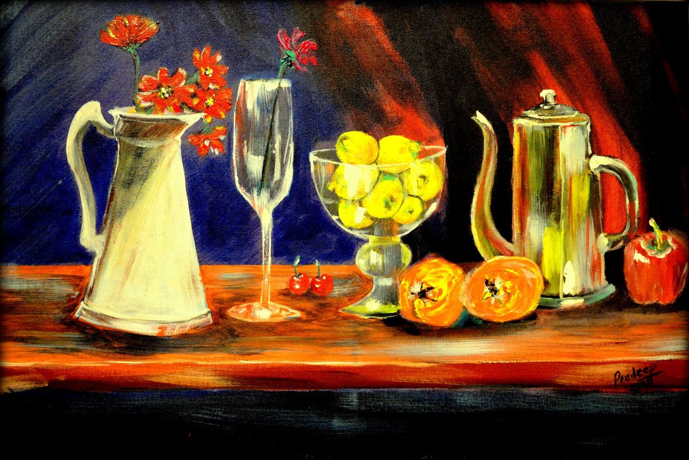 Still Life — original painting by Pradeep Gautam, Abstract & Still Life